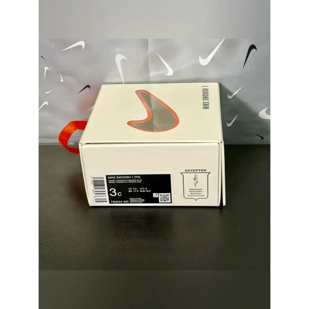 Nike Swoosh 1 TD Infant Flyknit Shoes Denim Turq White Sz 3C FB3244-403